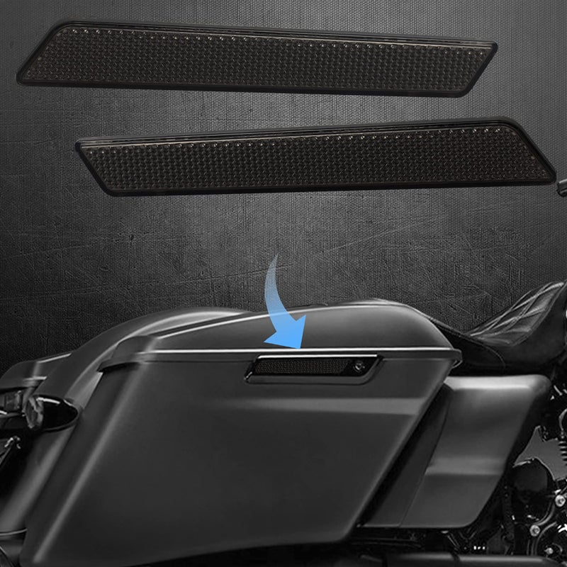NTHREEAUTO Black Saddle Bag Reflector Inserts Latch Covers Compatible with 2014-2020 Harley Touring model,FLT, FLHT Road King,Road Glide,Street Glide - Image 2
